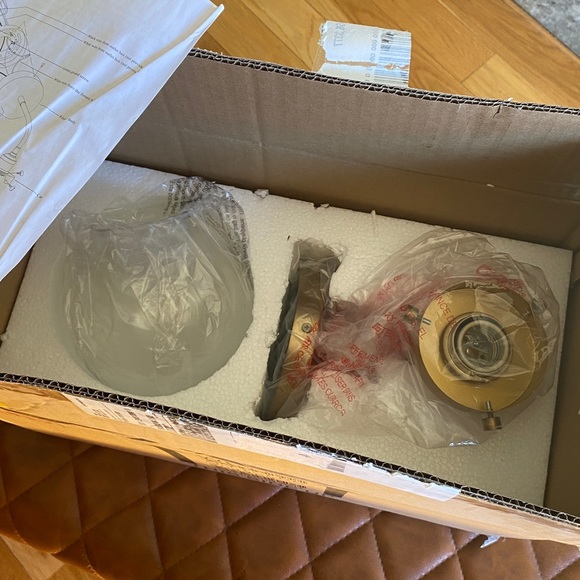 NIB- GORGEOUS BRASS WALL SCONCE WITH BLACK ARM AND GLASS GLOBE - Picture 7 of 15